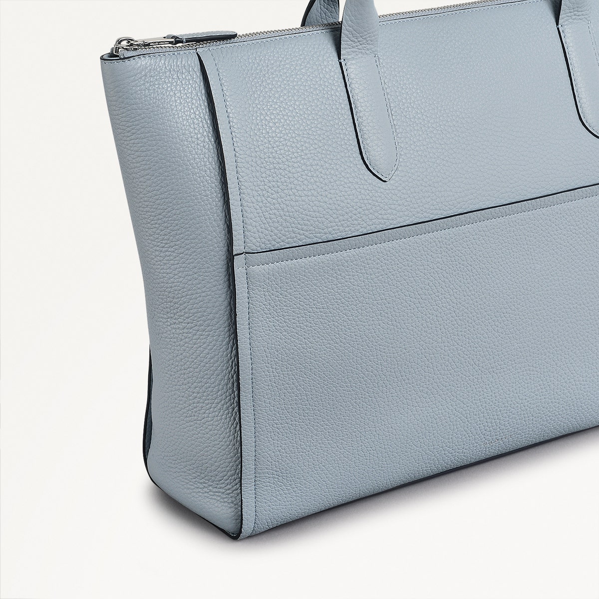 Womens Leather Oak Street Medium Ziptop Tote - Blue Medium