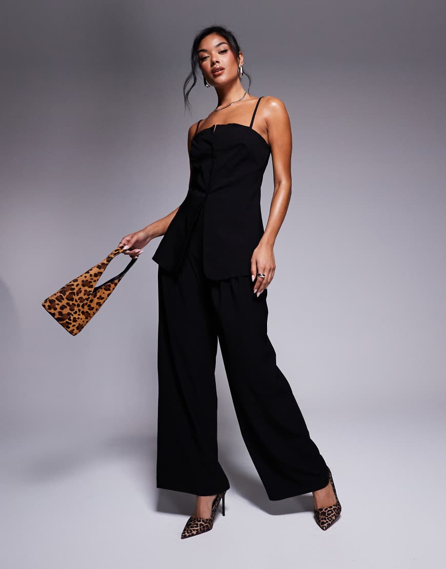 Button down cami top in black