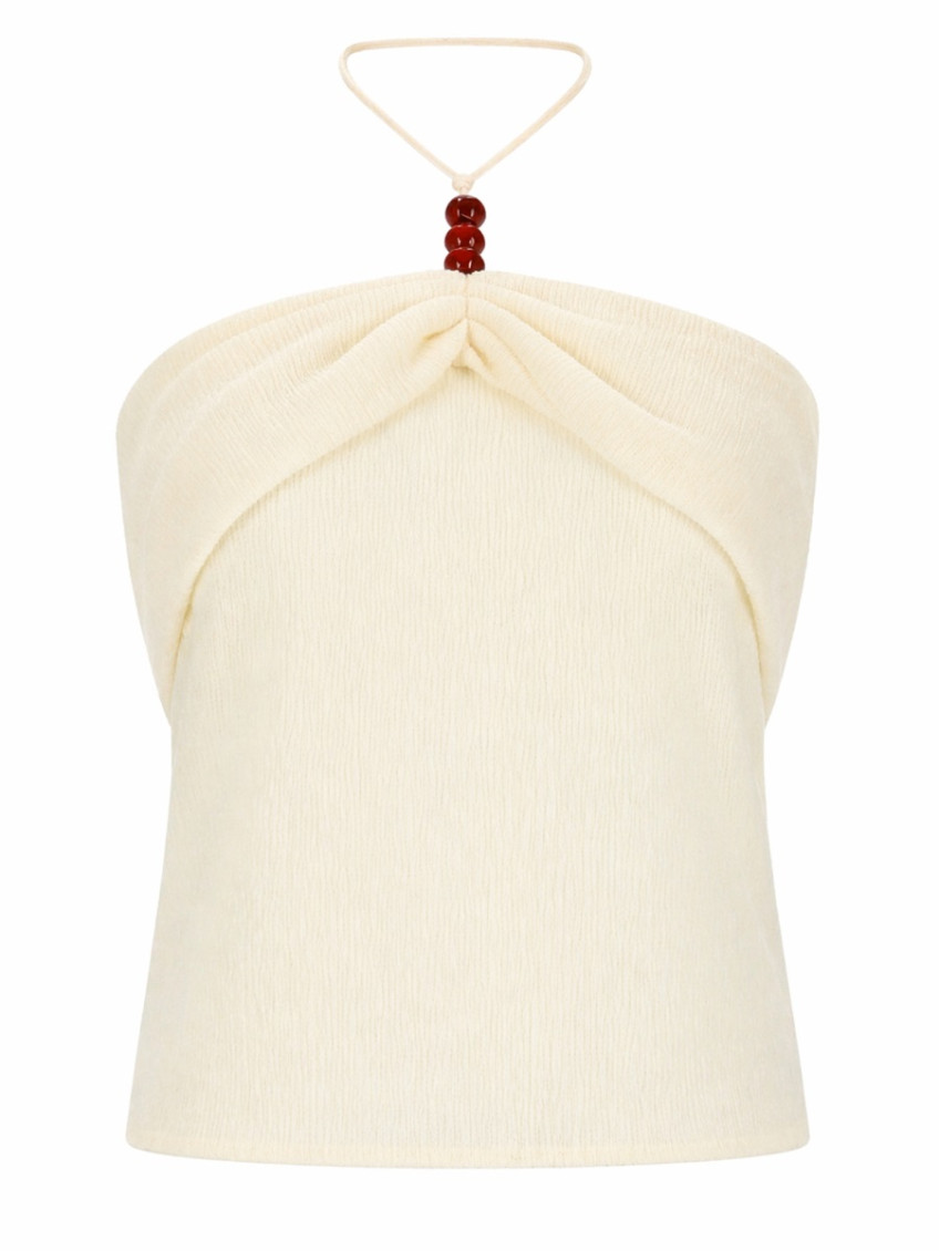 Magda Butrym - beaded halterneck top ruched sleeveless design