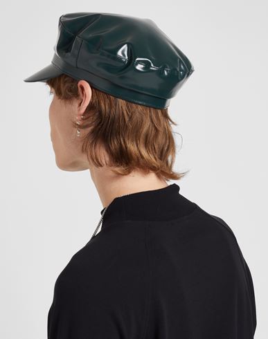 Baseball Cap Man Hat Dark green Size L Polyurethane, Cotton, Elastane