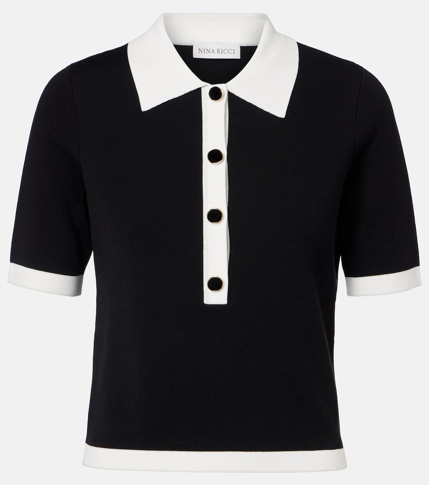 Ribbed-knit polo shirt