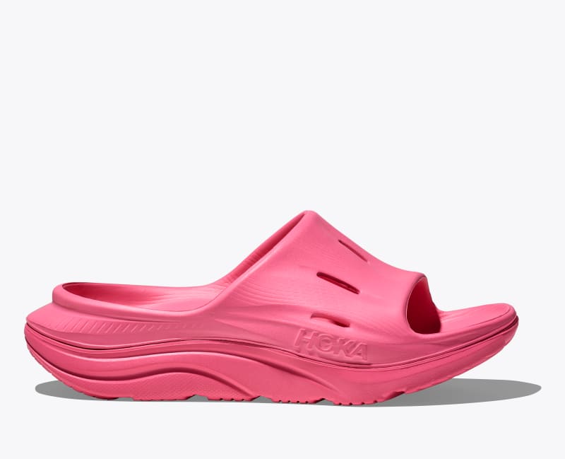 HOKA ORA Recovery Slide 3 Shoes in Neon Rose/Neon Rose