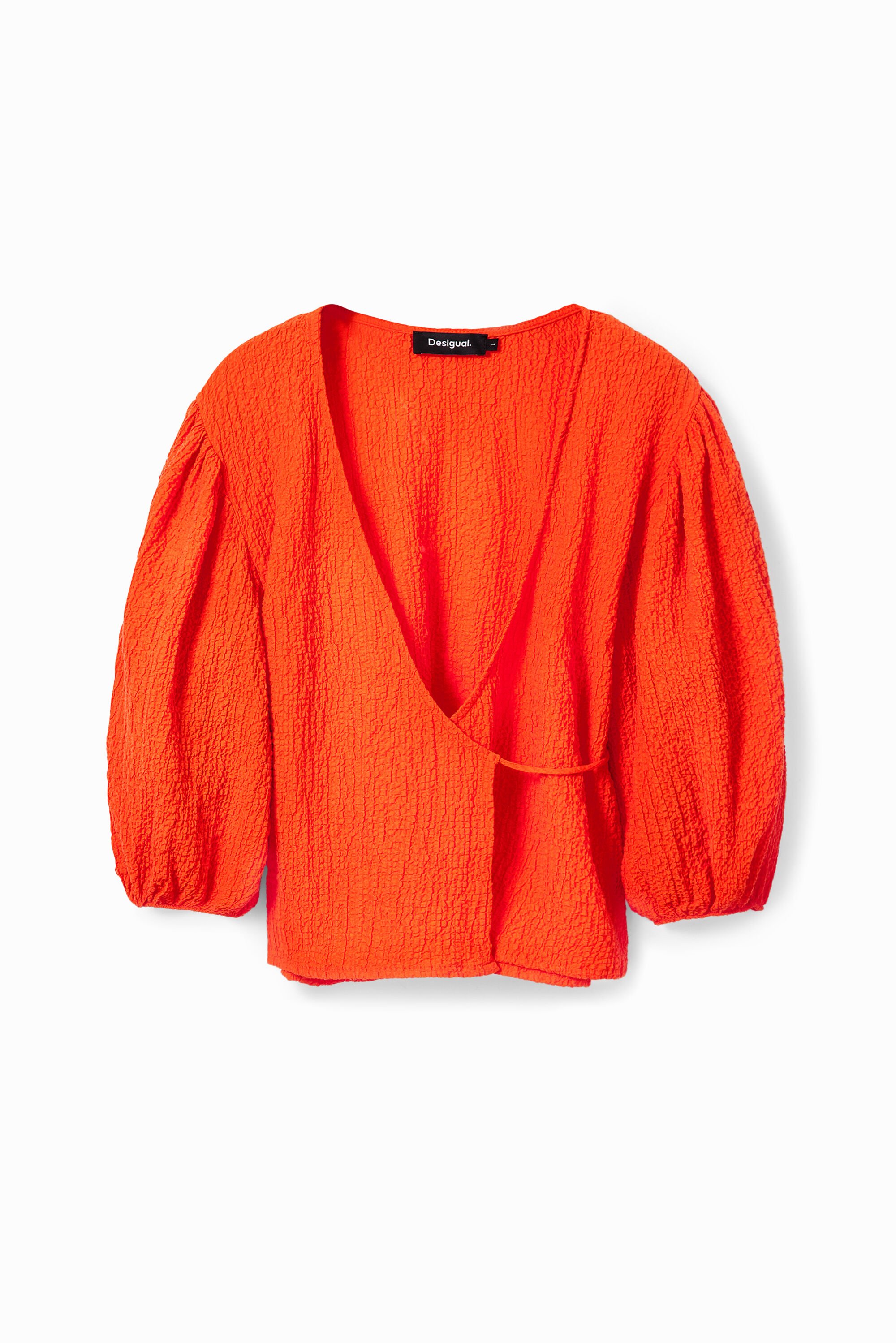 Textured wrap blouse