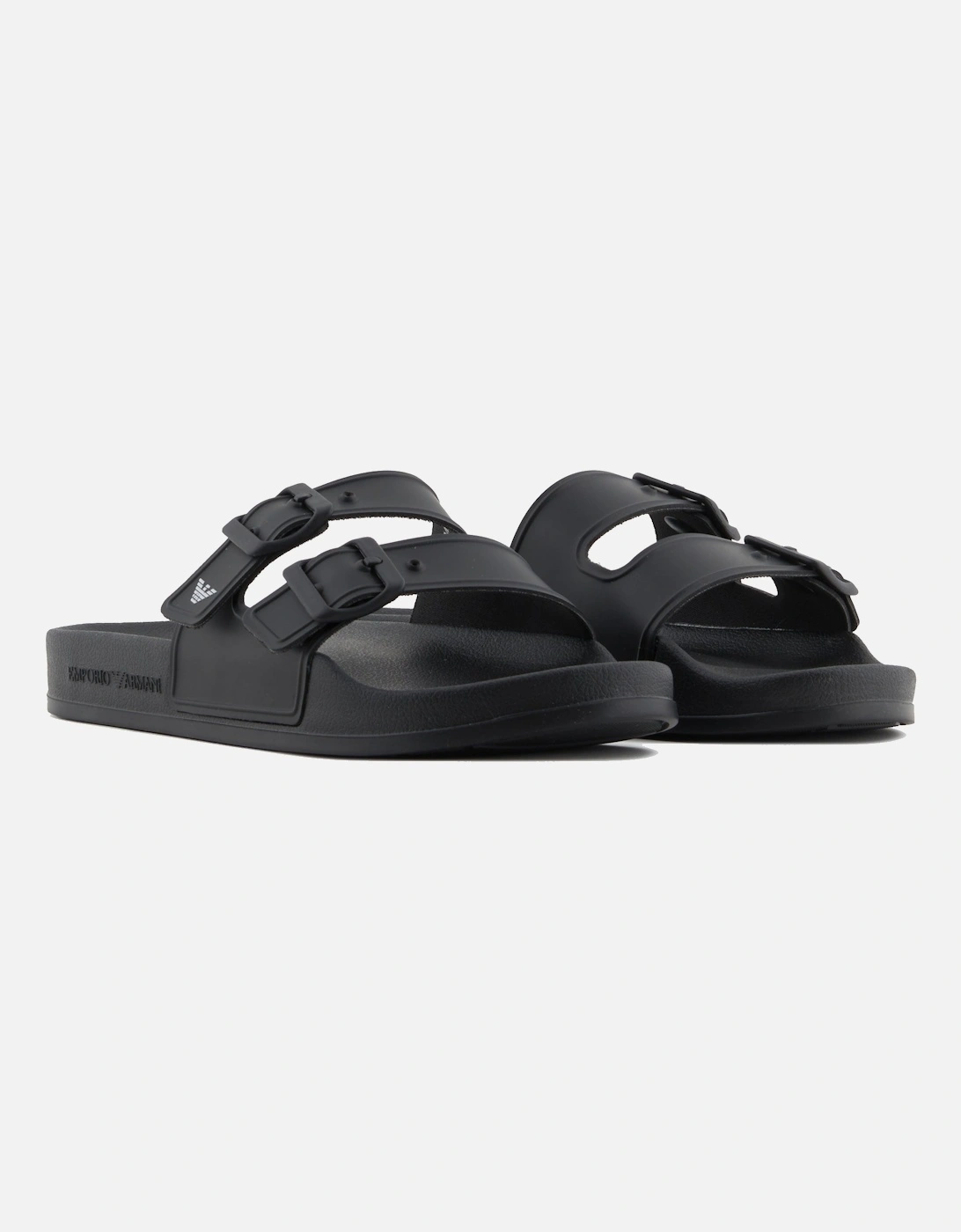 Men's Emporio Armani Beach Double Strap Slides Black/White - Size: 10