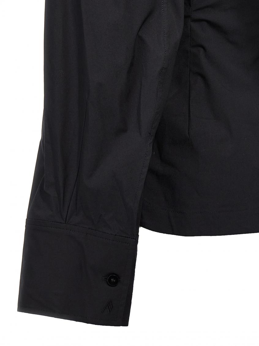 Cut-out corset-style cotton shirt - Black