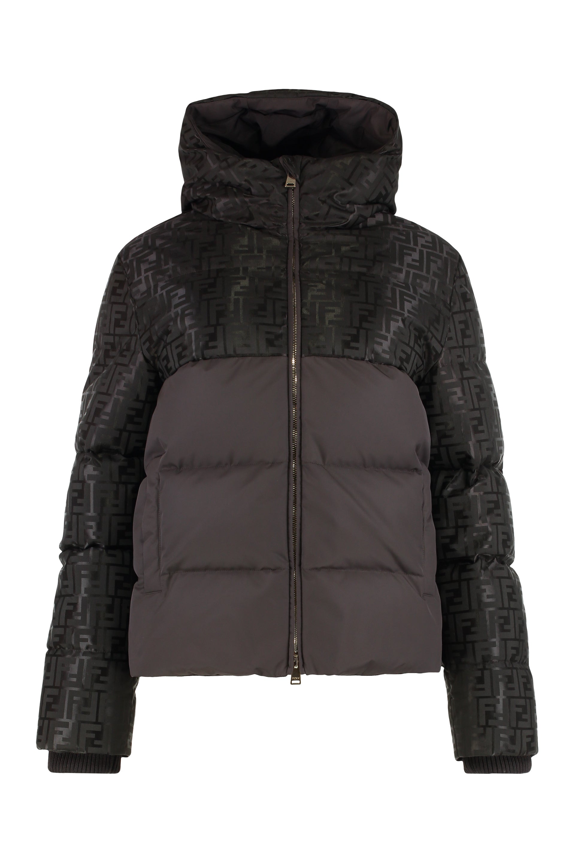 FF Jacquard Down Jacket — Brown
