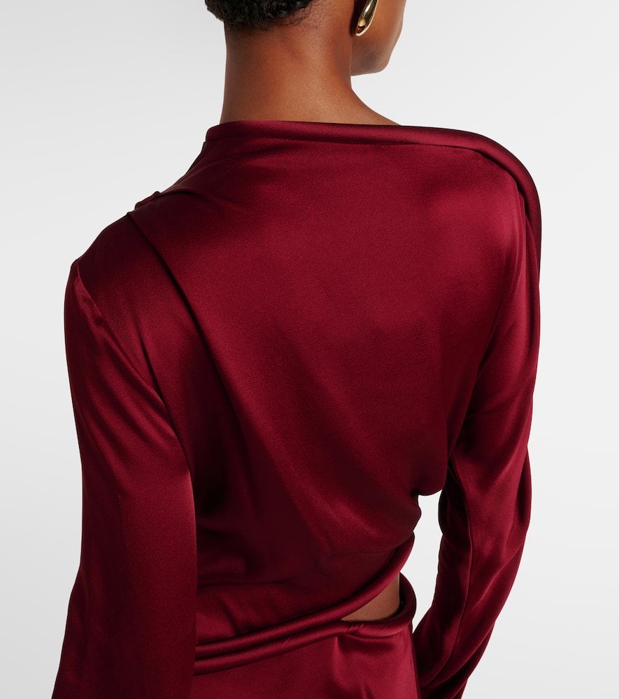 Cutout draped crêpe satin midi dress