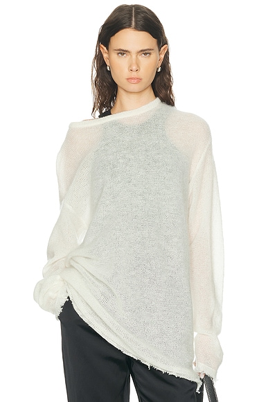 Toteme Long Open Weave Knit Sweater in Off White - White. S also in XS