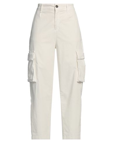 Woman Pants Off white Size 4 Cotton, Elastane
