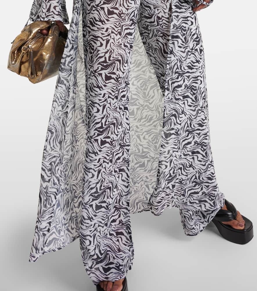 Zebra-print chiffon beach cover-up