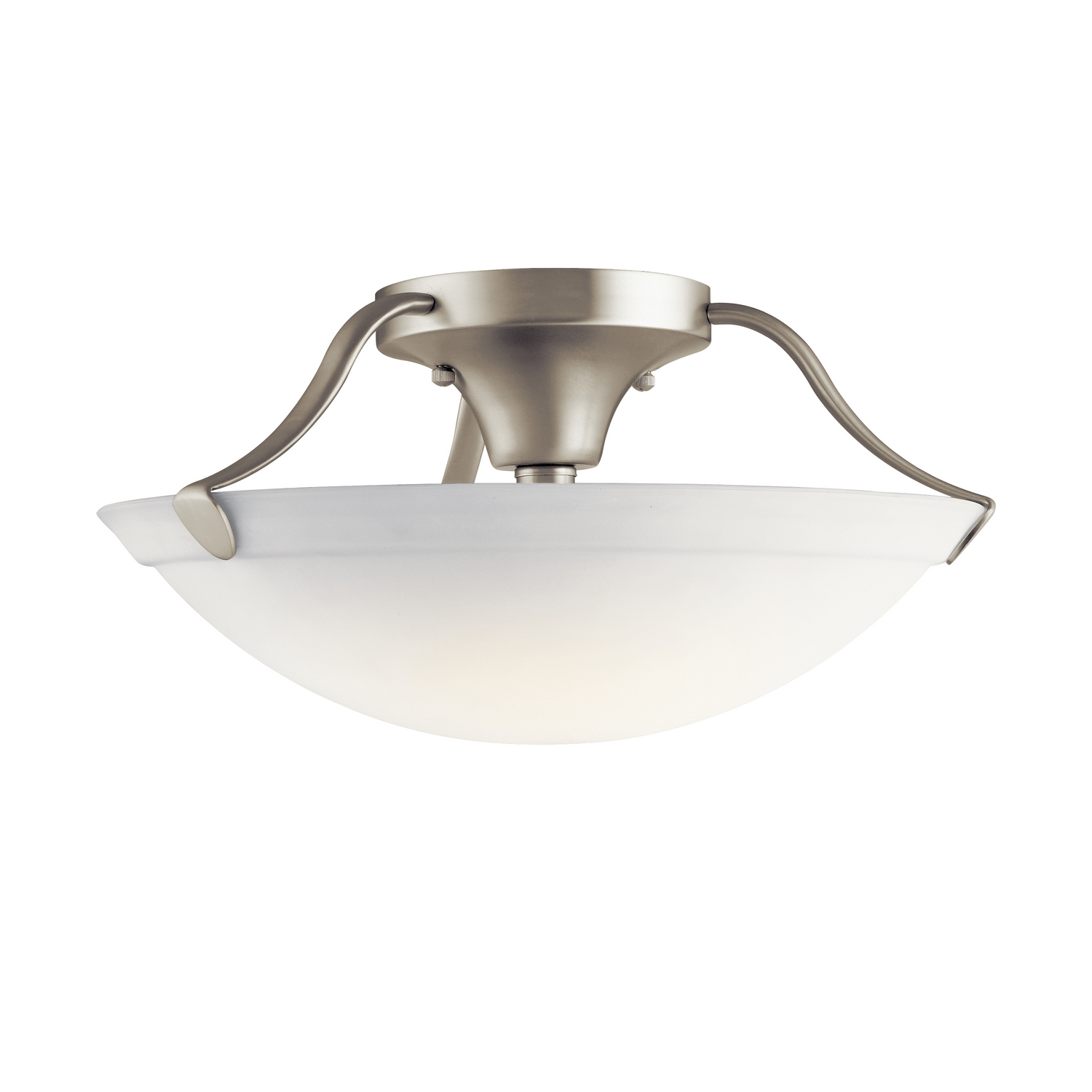 Brushed Nickel Three Light Semi Flush Mount