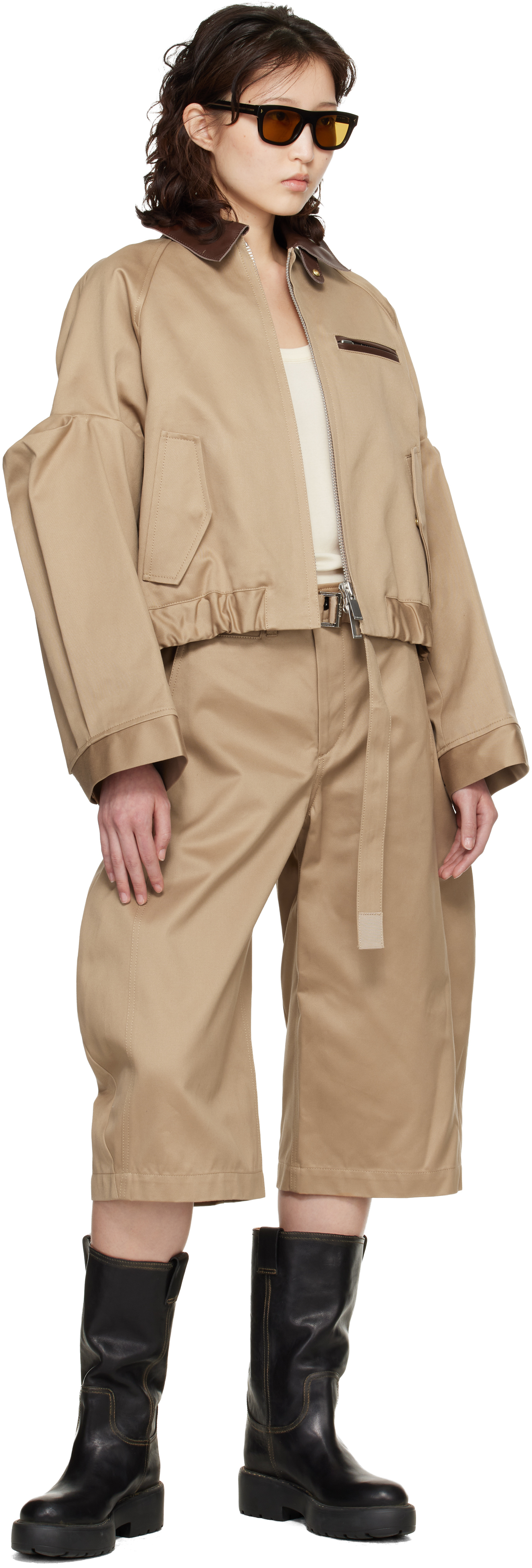 Beige Cotton Chino Shorts