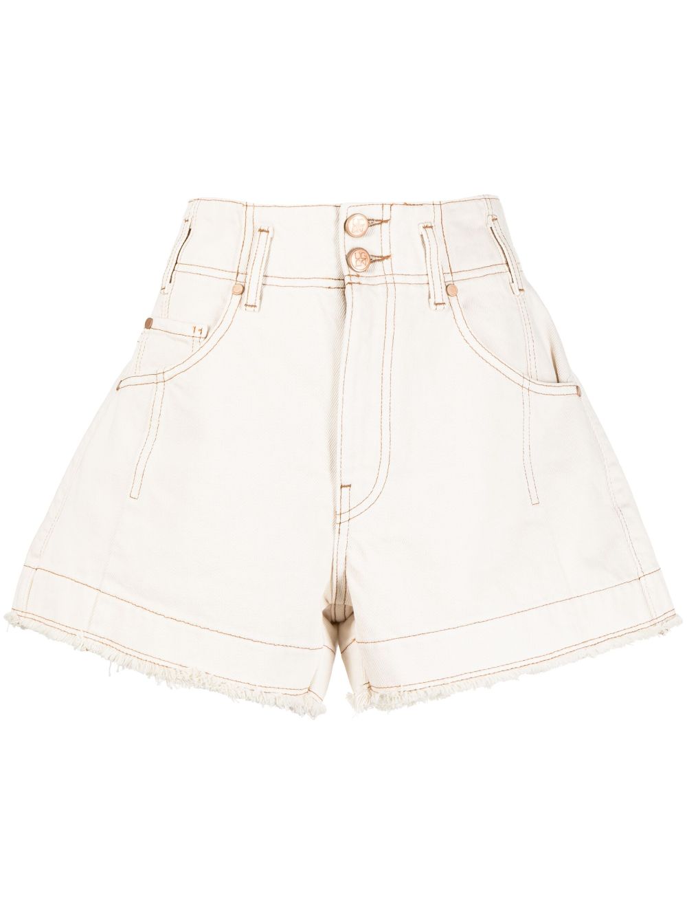 Wide-leg high-waisted shorts - White