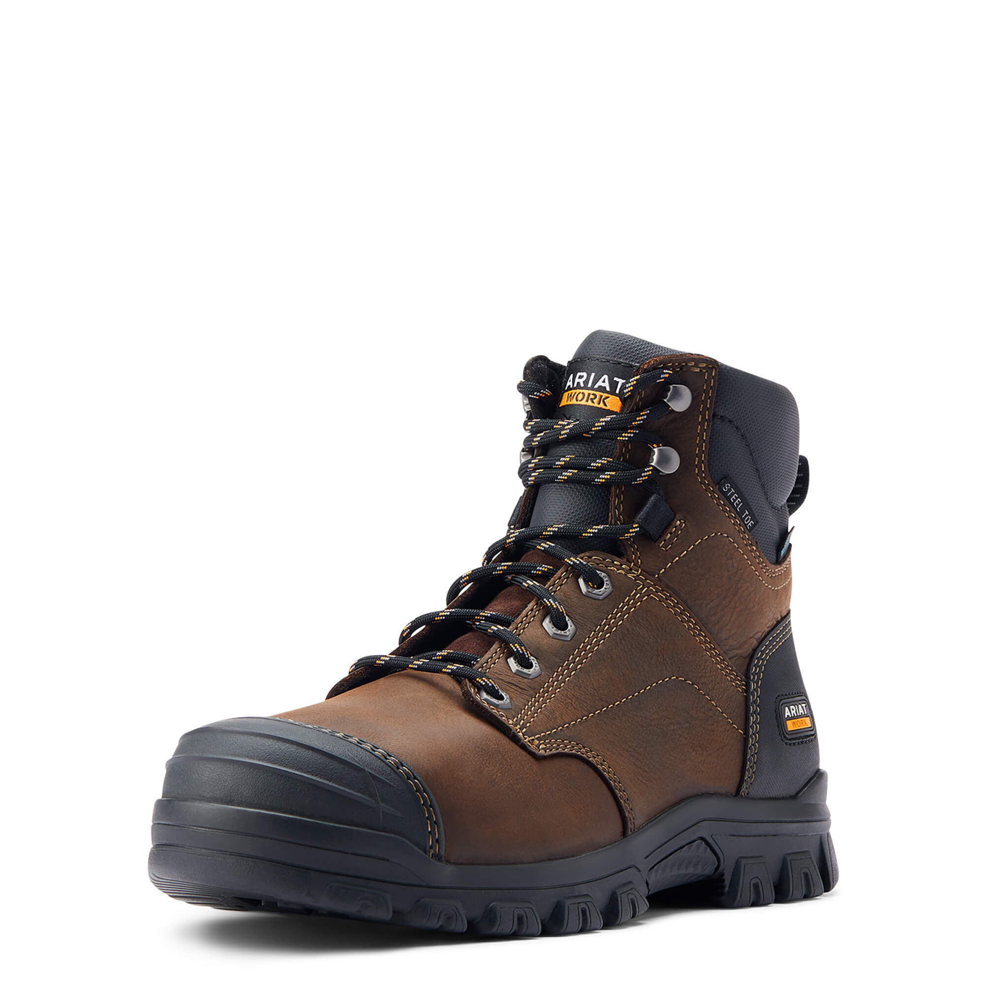 Men's Treadfast 6" Waterproof Steel Toe Work Boots in Dark Brown, D Medium Width
