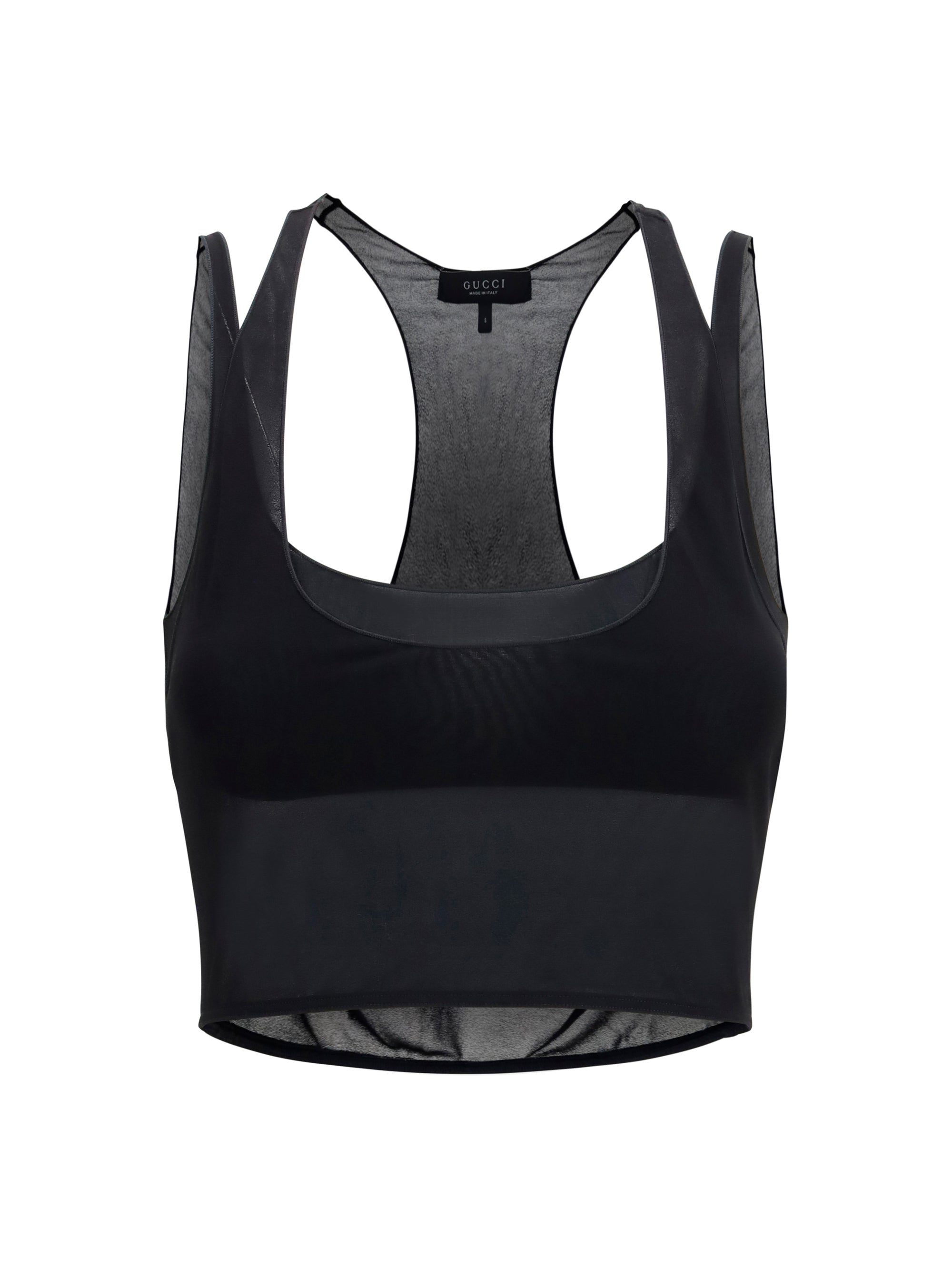 Semi-Sheer Viscose Tank Top — Black