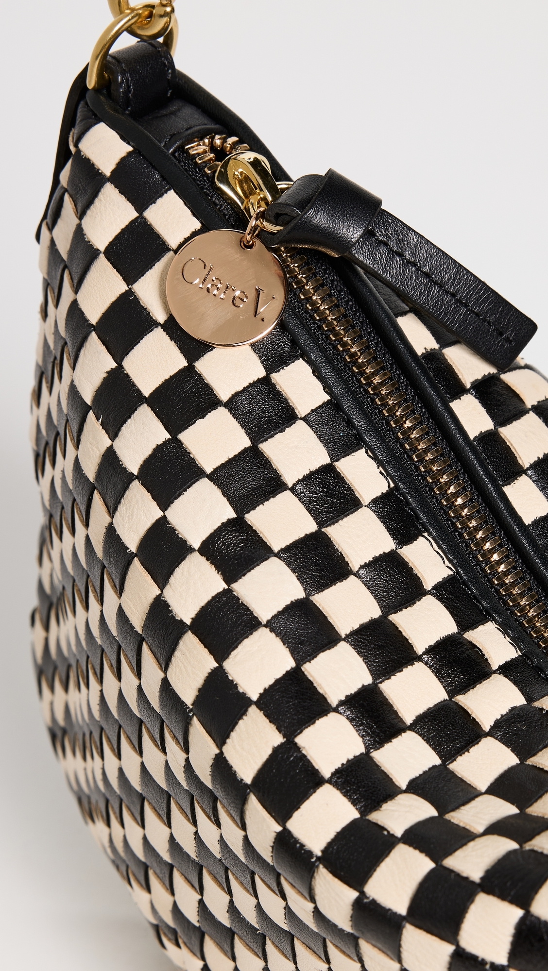 Petite Moyen Messenger Bag Black & Cream Woven Checker One Size