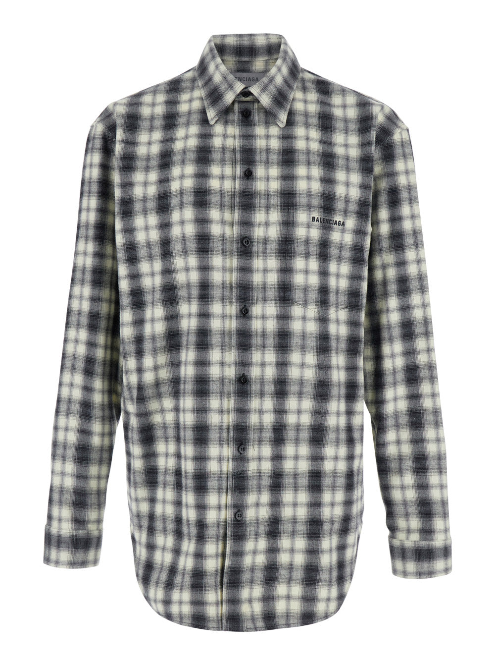 Plaid Cotton Flannel Shirt — Gray