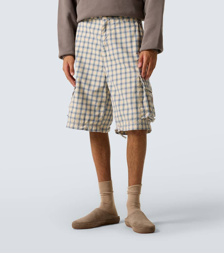 Checked cotton cargo pants