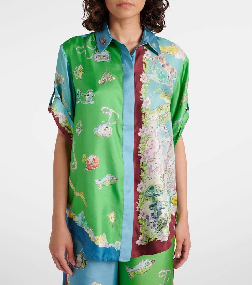 Alémais Daria printed silk satin shirt