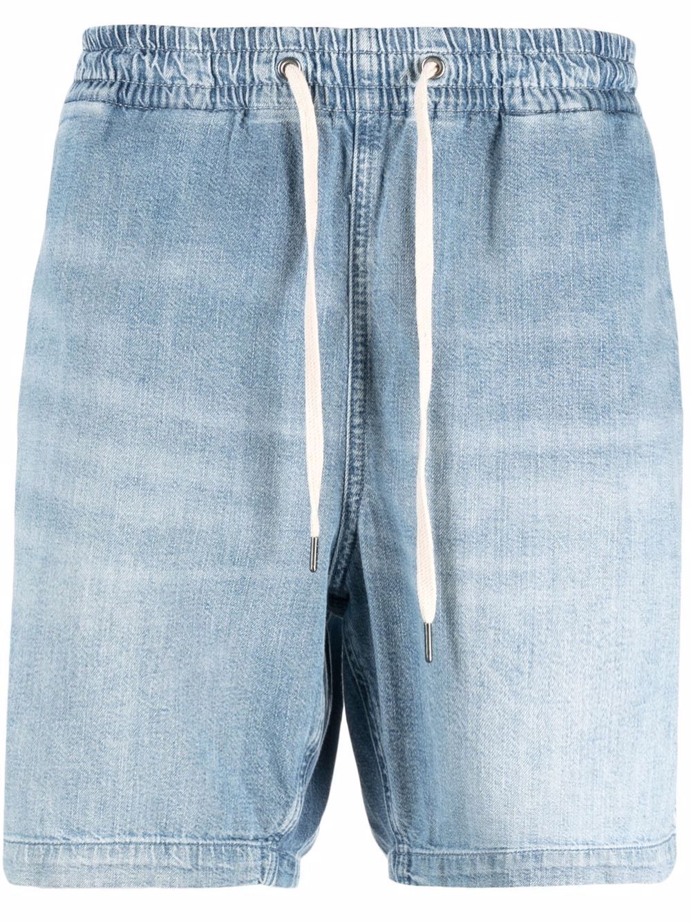 Drawstring-waist denim shorts - Blue