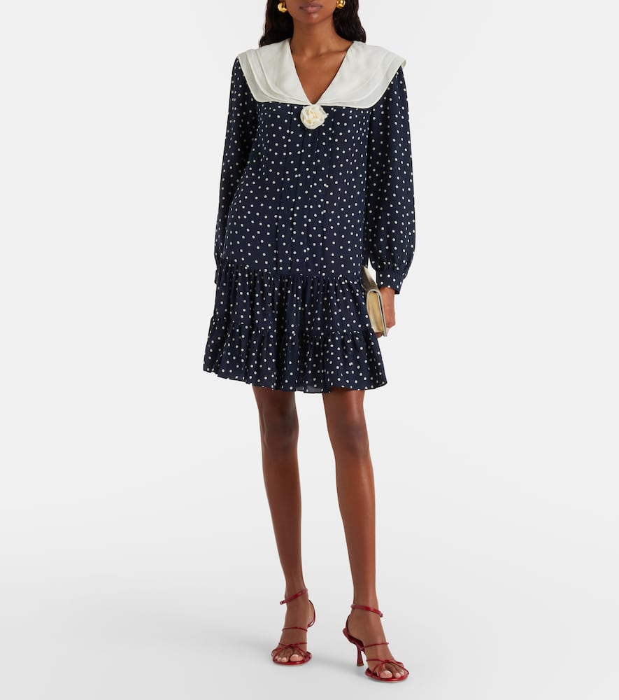 Valetta polka-dot silk crêpe minidress
