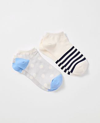 Ann Taylor Striped and Dotted Ankle Sock Set
