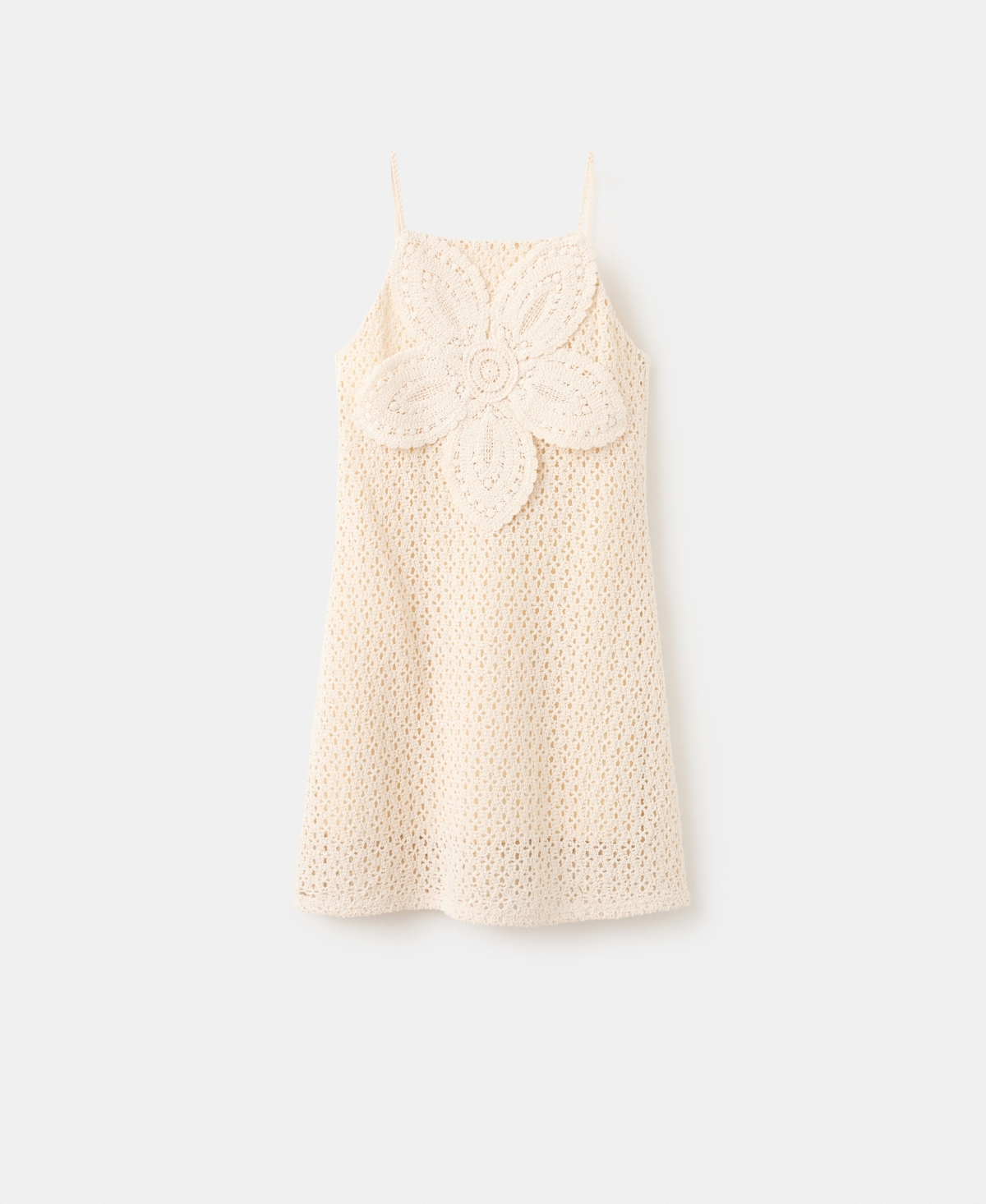 Women's Crochet Floral Dress - Ecru