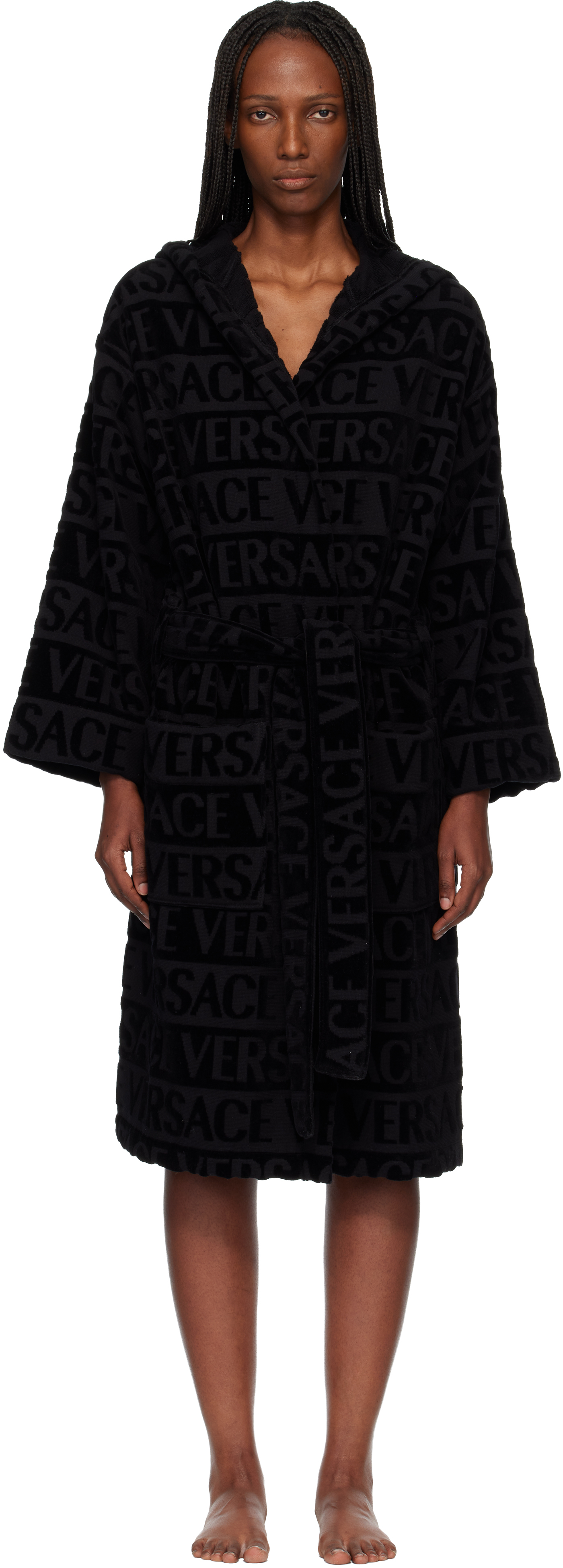 Black 'Allover' Bathrobe