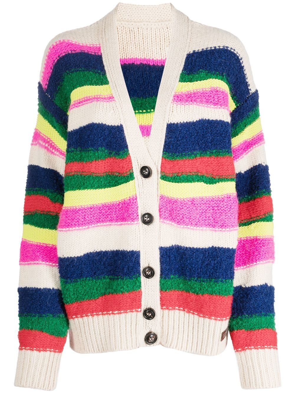 Striped brushed cardigan - Neutrals