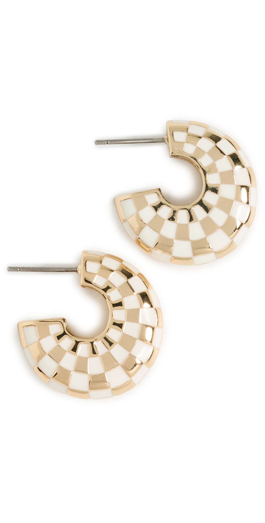 Le Hoop Earrings Gold/Cream Checker One Size