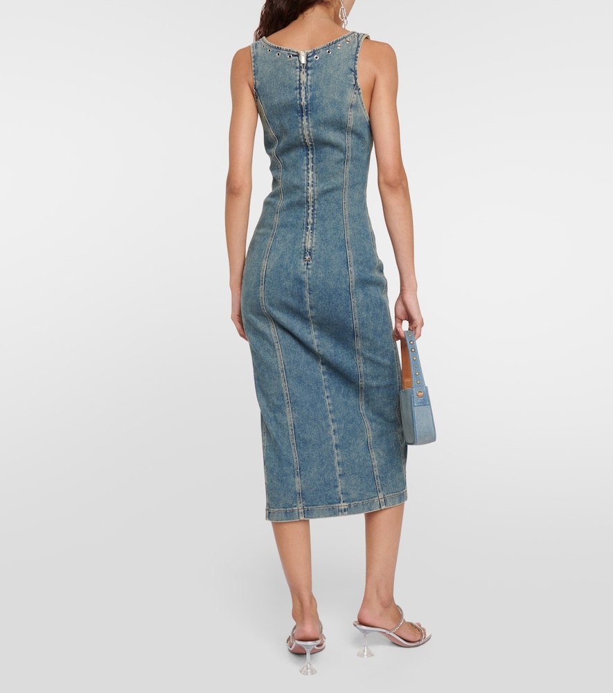 Embellished denim midi dress