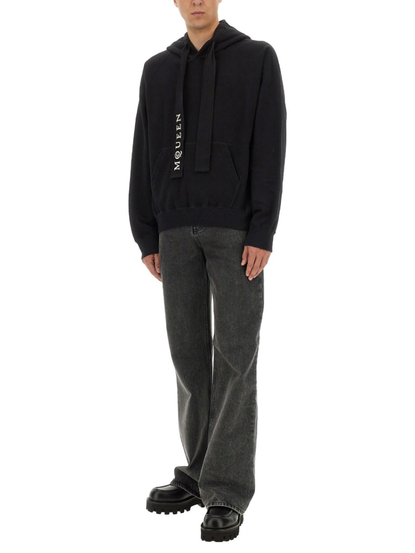 Black Regular Logo Hoodie