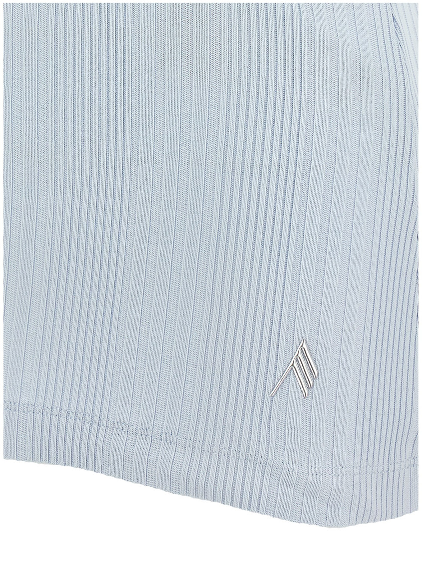 -Logo Ribbed Top Top Celeste-Donna