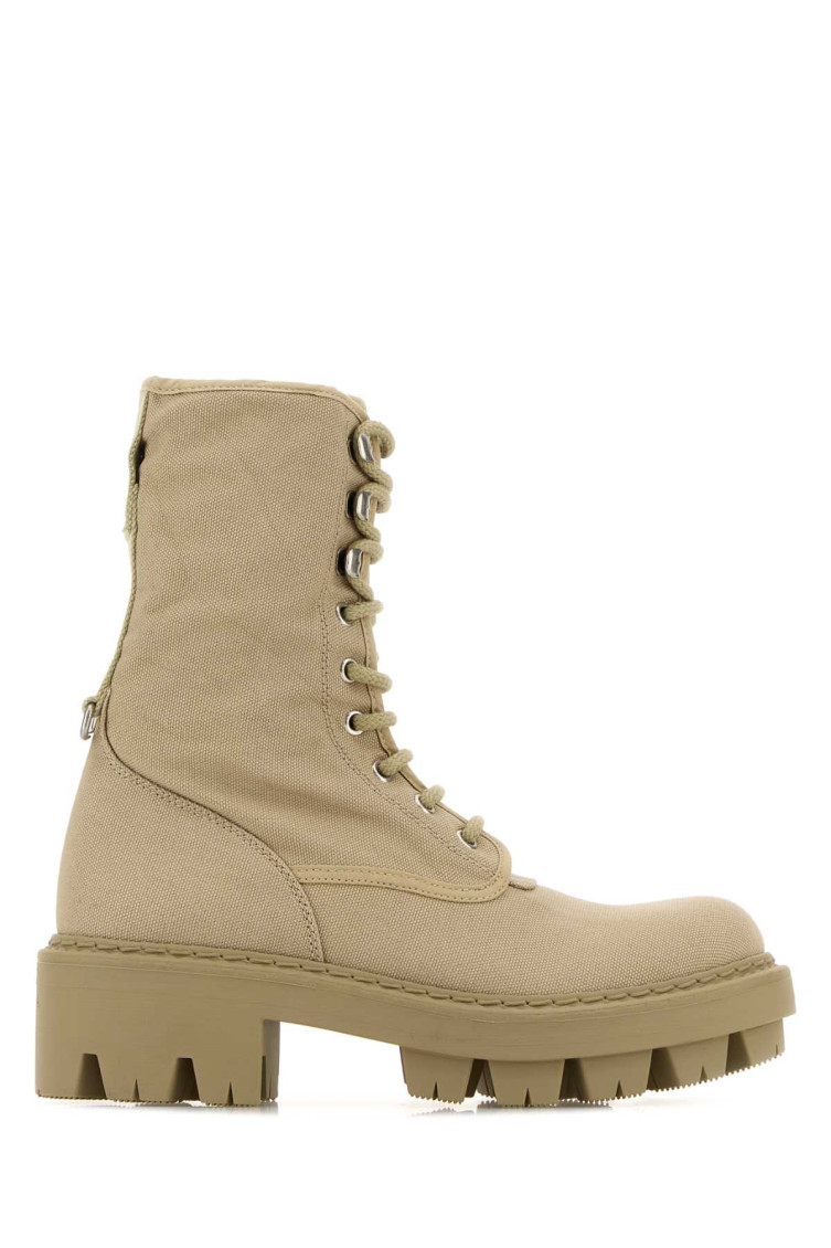 Beige High Canvas Boots