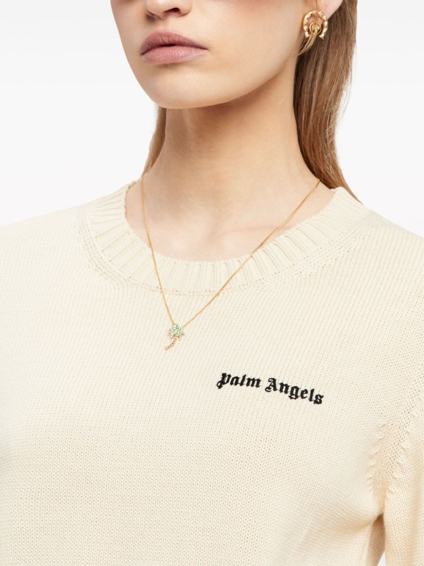 Logo-embroidered cotton jumper - Neutrals