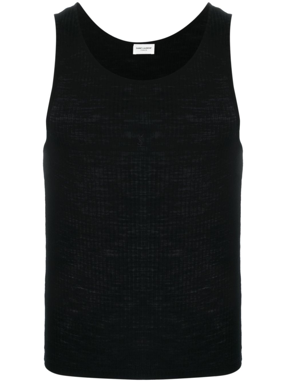 Logo-embroidered ribbed tank top - Black