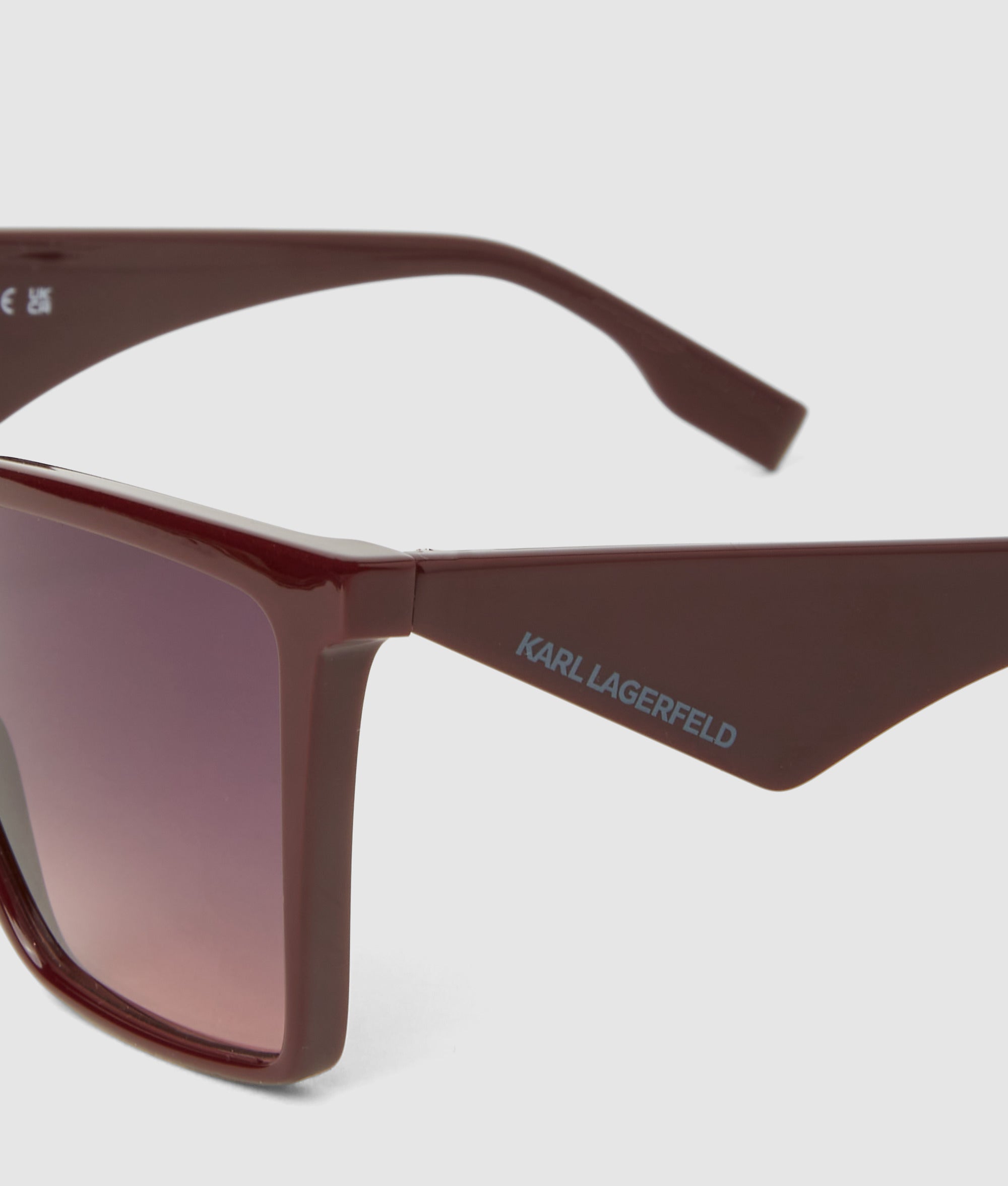 Karl Lagerfeld - Lunettes De Soleil Géométriques Fines, Femme, Bordeaux/rouge, : One