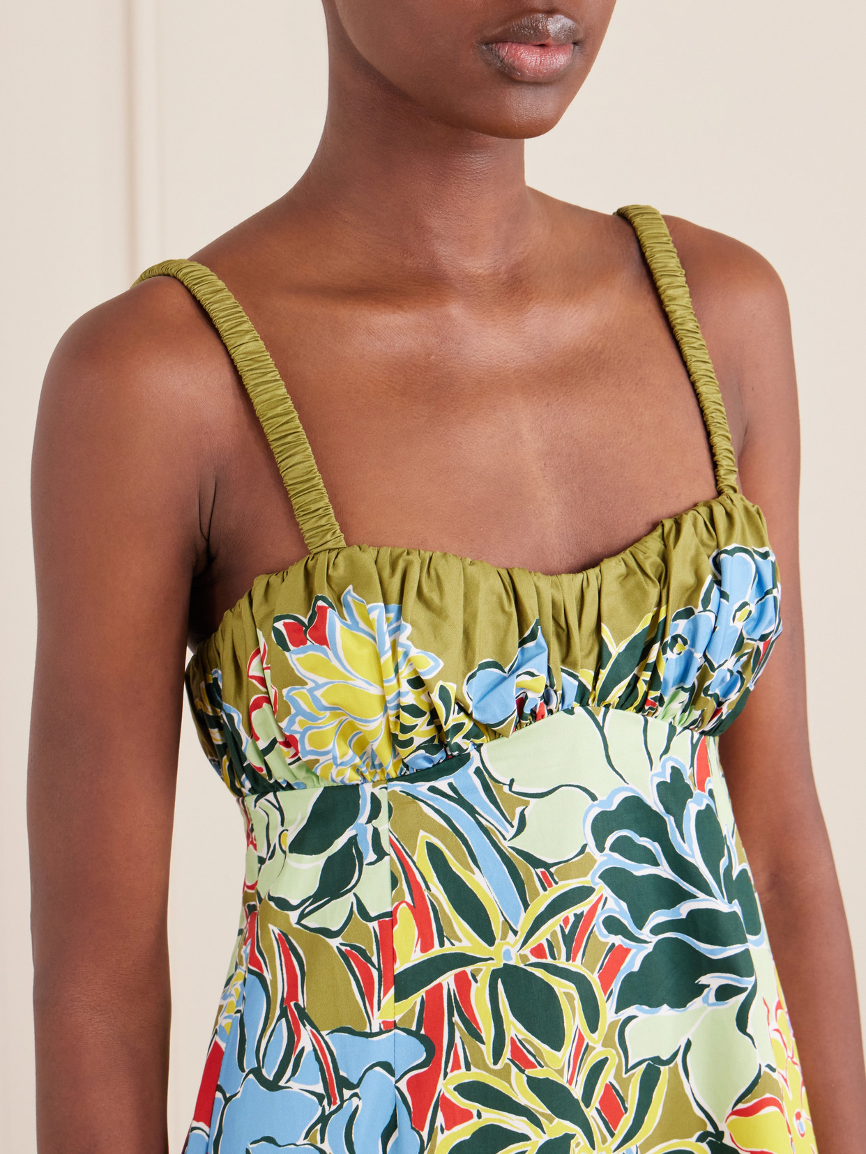 Solstice Floral-print Organic Cotton-poplin Midi Dress - Multi