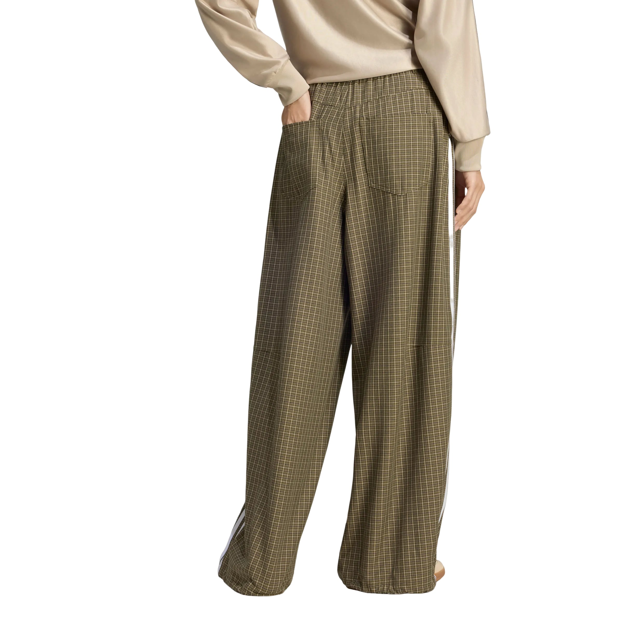 (WMNS) Checks Loose Pants Asia SIzing 'Olive Strata Wonder Beige Aurora Coffee'