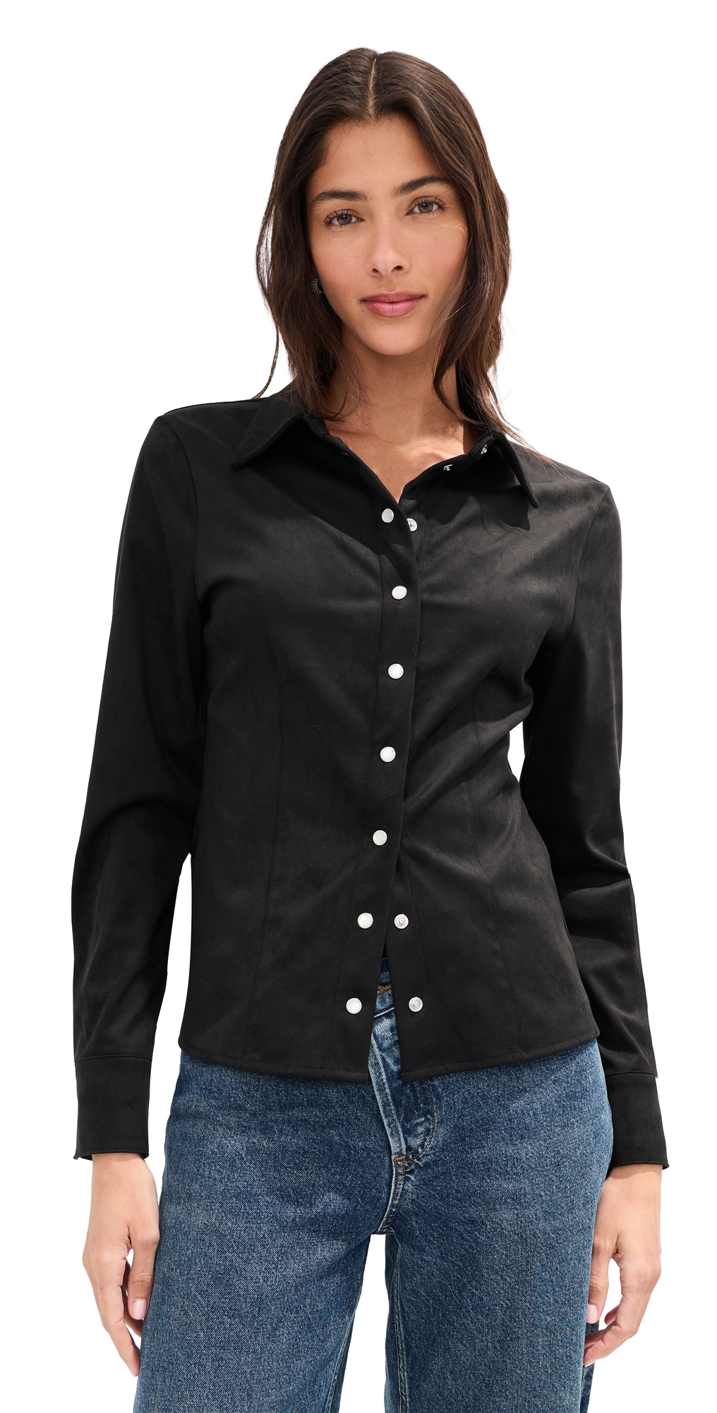 Jolene Faux Suede Shirt Black