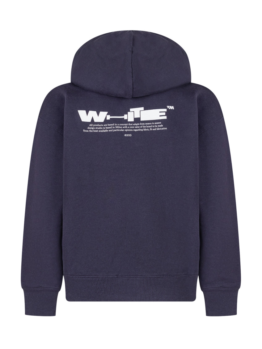 Blue Cotton Hoodie with Front and Back Logo for Kids Blu Sweatshirts - Kids