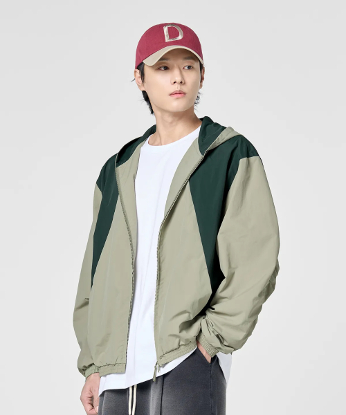 Side Seam Cut Two-Tone Windbreaker