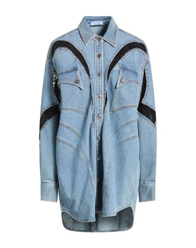Woman Denim shirt Blue Size 8 Cotton, Elastane, Polyamide, Viscose