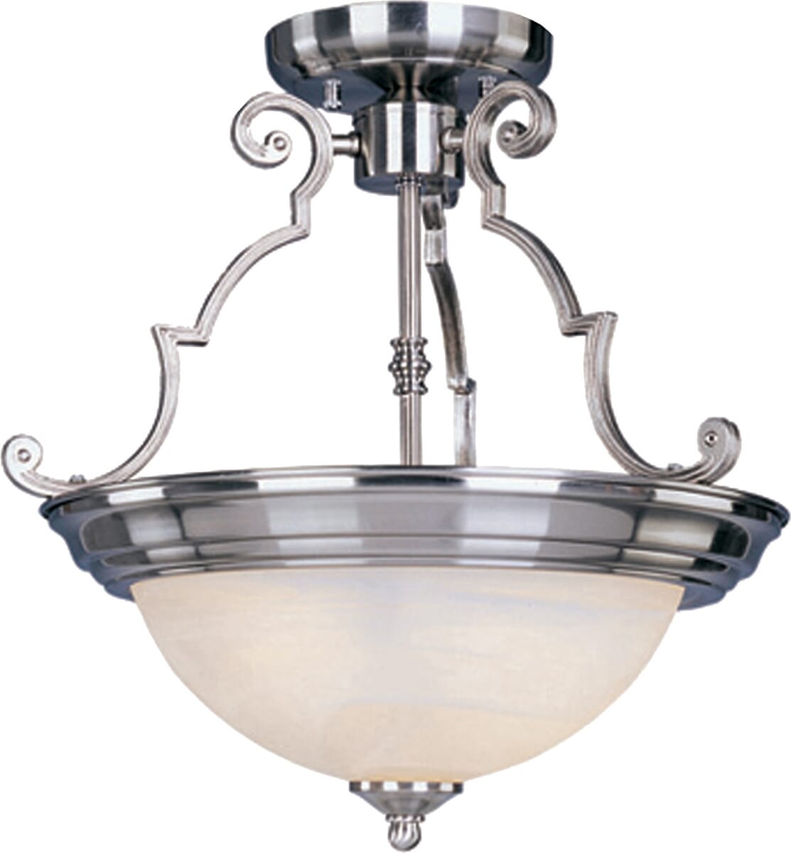 Satin Nickel Two Light Semi-Flush Mount from the Essentials - 584x Collection