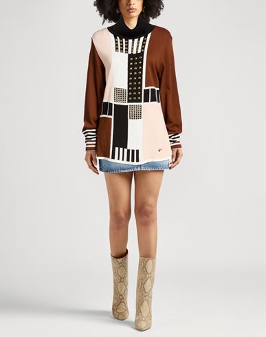 Love To Love Woman Turtleneck Brown Size M Wool, Acrylic