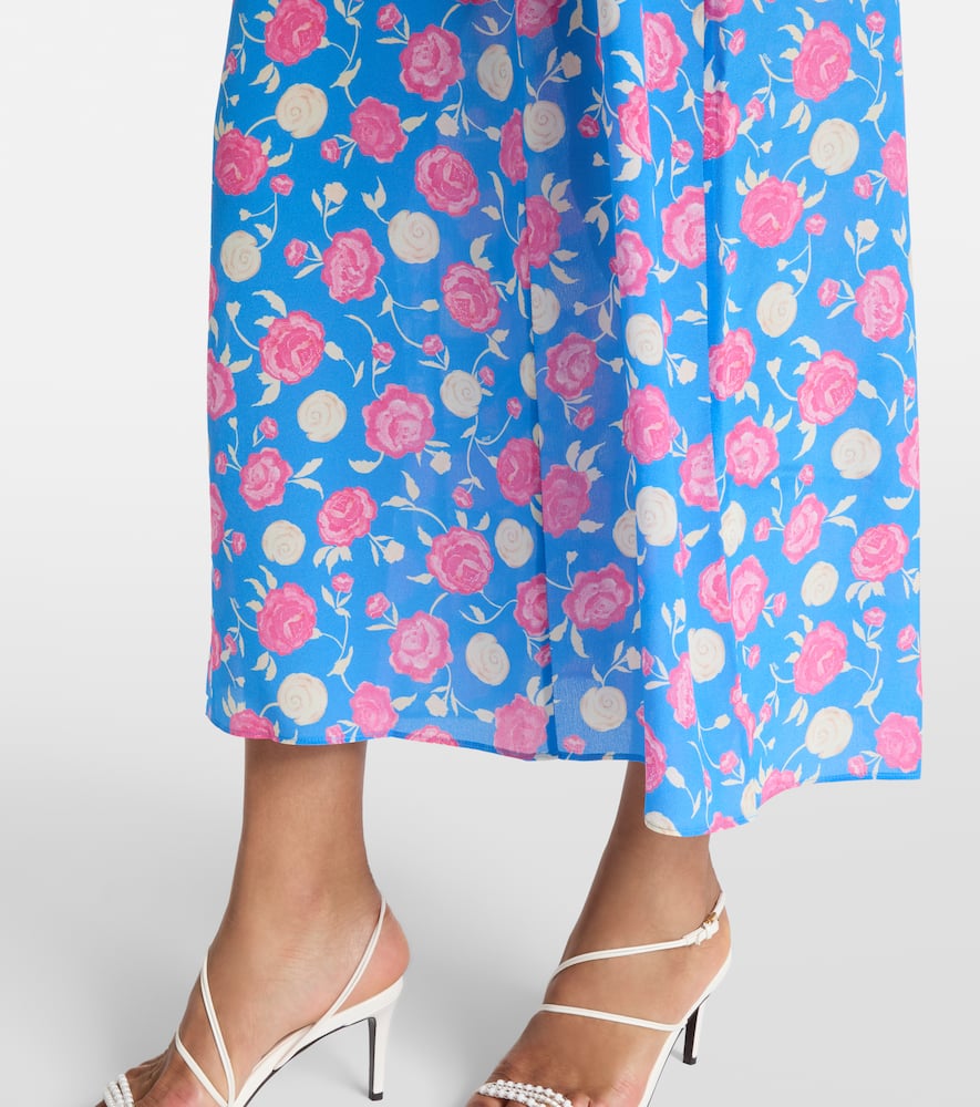 Carpi floral silk midi skirt