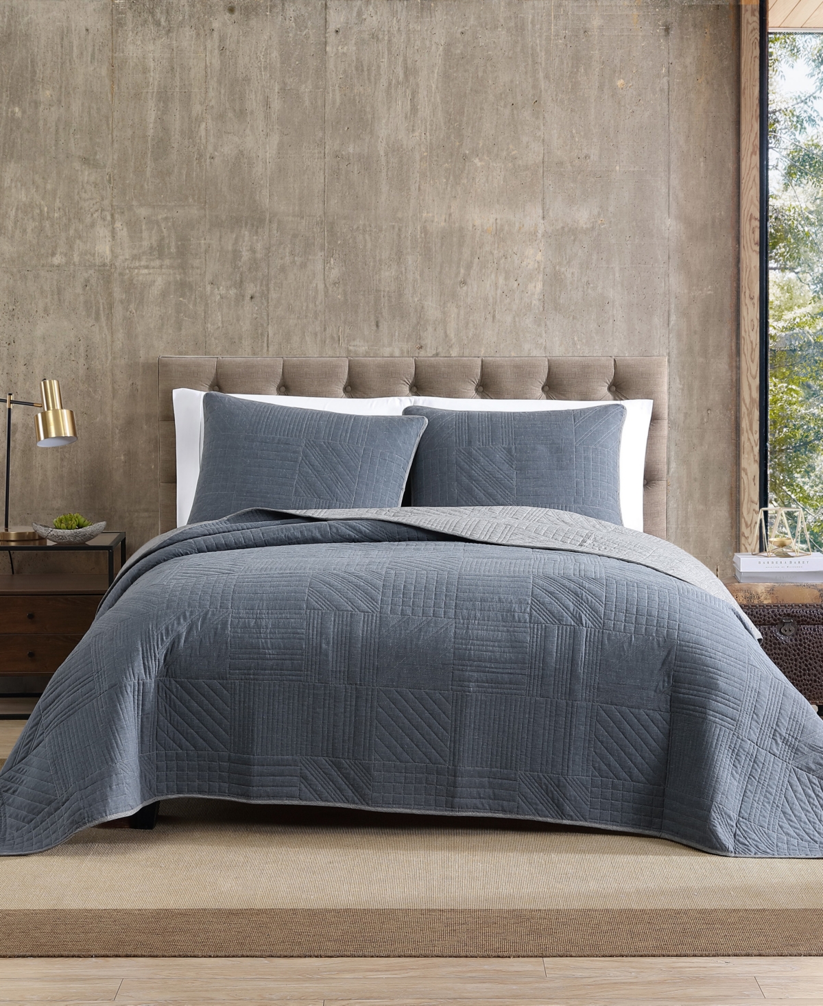 Hidden Lake Chambray Blue Full/Queen Quilt Set - Blue