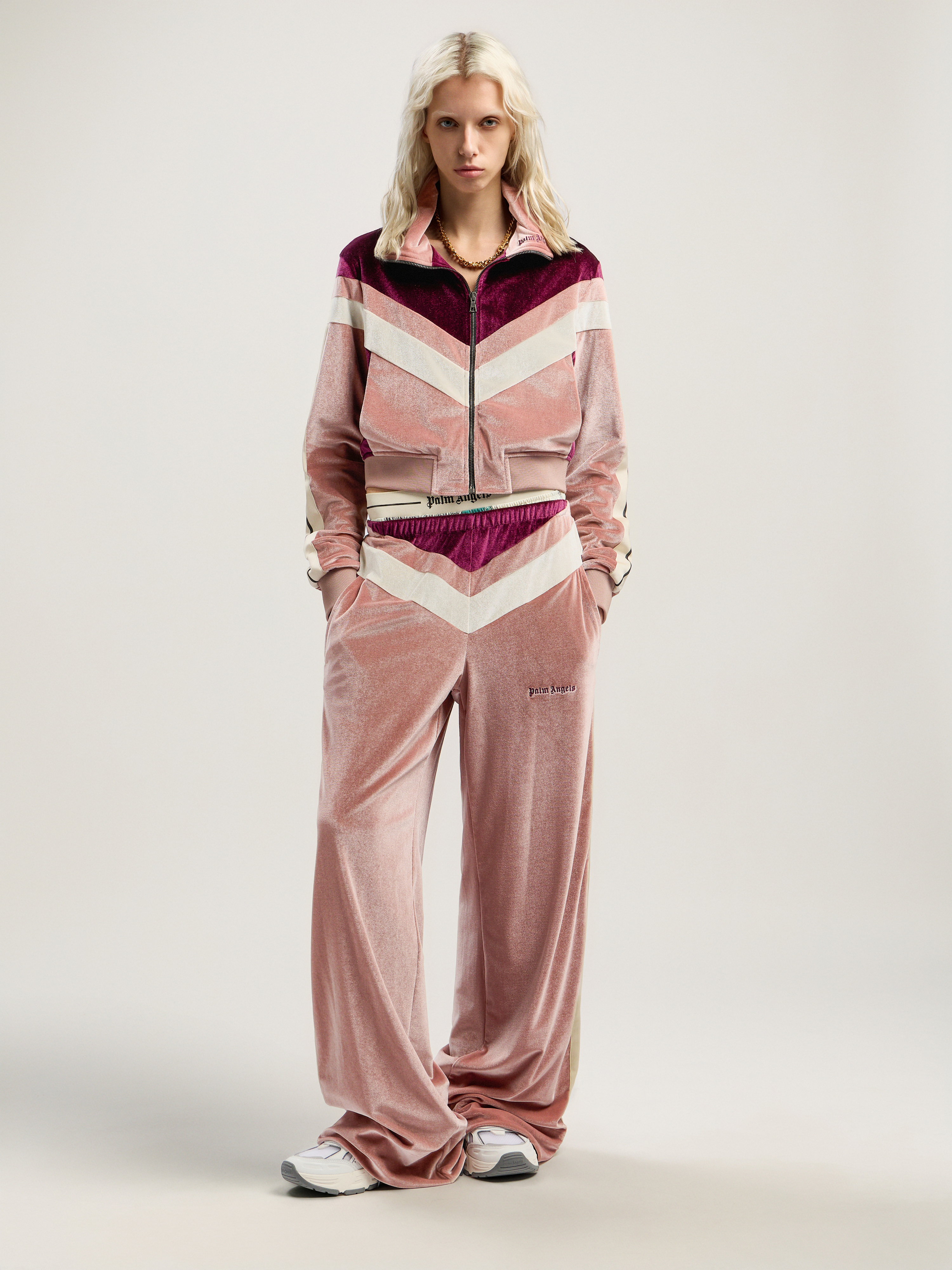 Colorblock Chenille Track Jacket Woman  Soft Pink