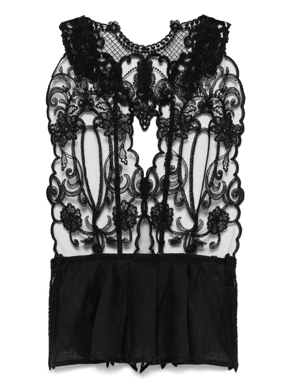 MAURIZIO MYKONOS lace-detail open-back top - Black