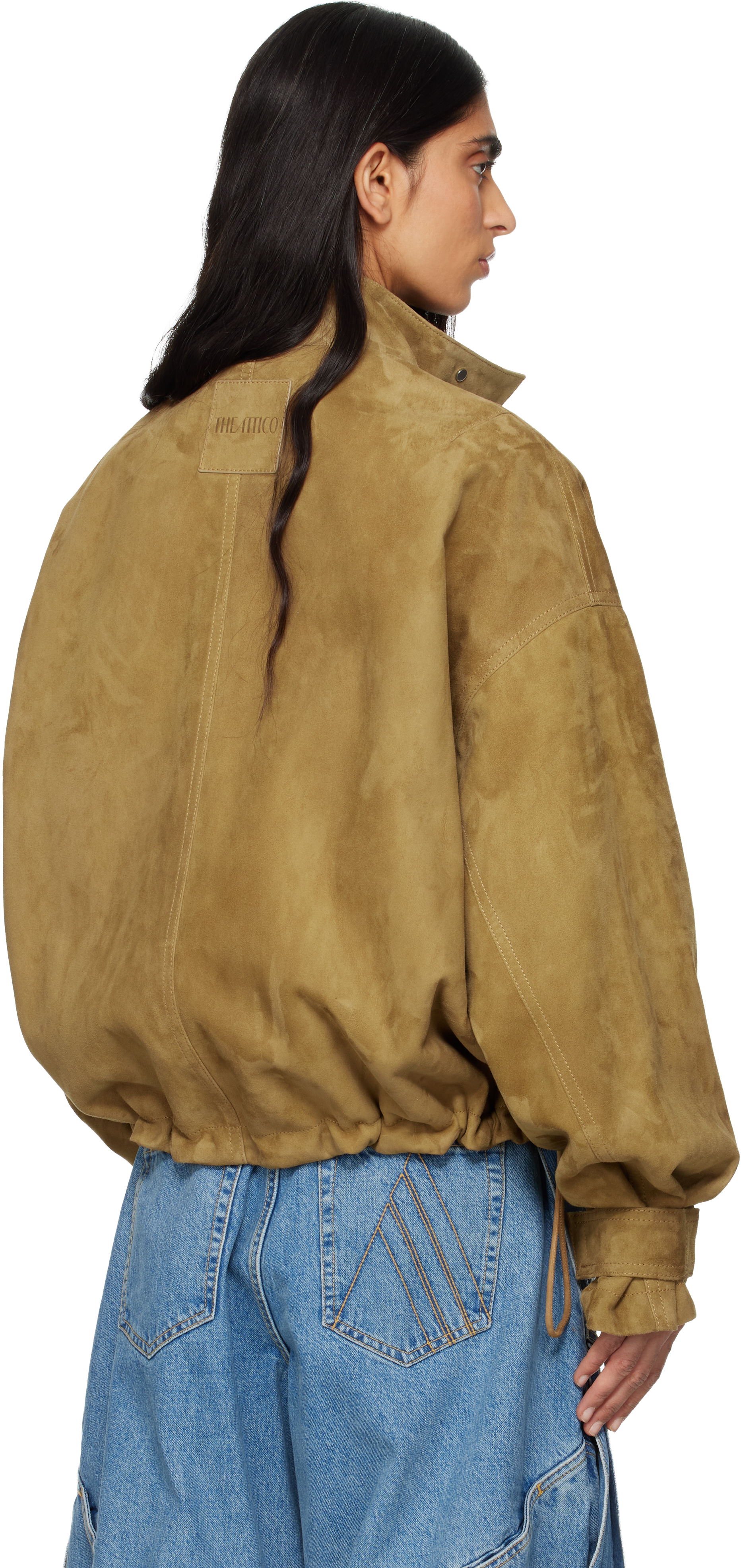 Tan Suede Bomber Jacket